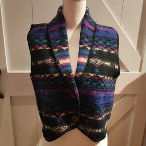 Alps 100% Wool Multicolor Patterned Women's Sweater Vest Size M